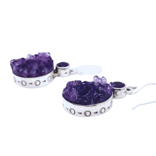 Amethyst Druzy Artisan Earrings crystal gemstones new age