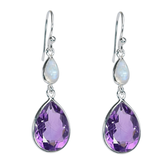 Amethyst Moonstone Fanciful Earrings sterling silver wholesale jewelry supplies
