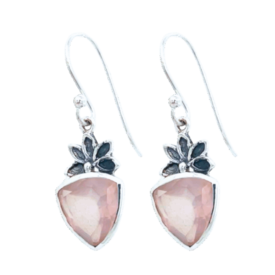 Rose Quartz Lotus Petal Earrings wholesale jewelry US vendor