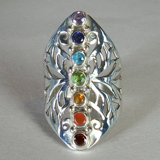 Chakra Filigree Ring real sterling silver natural gemstone jewelry wholesale vendor