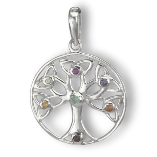 Chakra Celtic Tree of Life Pendant sterling silver natural gemstone jewelry wholesale vendor