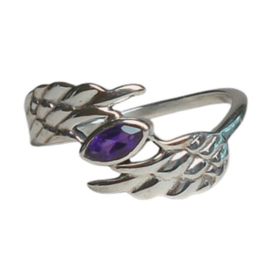 Amethyst Angel Wing Ring wholesale crystal gemstone suppliers
