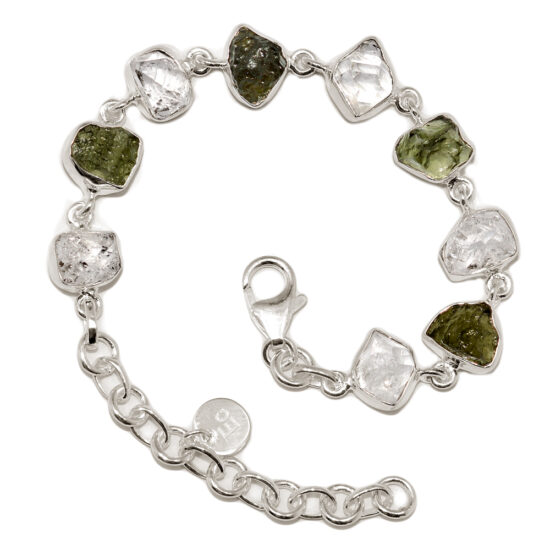 Moldavite Herkimer Diamond Bracelet new age natural stone