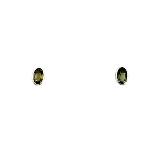 Moldavite Smart Stud Earrings rare gemstone jewelry genuine wholesalers sterling silver