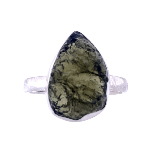 Moldavite Free Form Unisex Ring wholesale crystal gemstone rare vendors