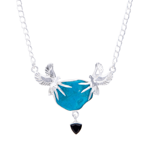 Turquoise Mystic Mountain Eagle Guide Necklace sterling silver wholesale USA designer luxury
