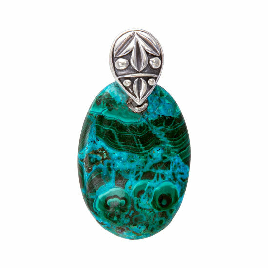Shattuckite Chrysocolla Malachite Pendant wholesale fine sterling silver genuine gemstones
