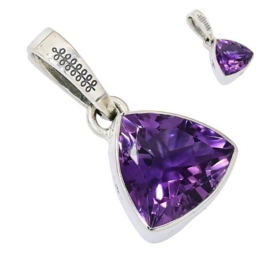 Faceted Amethyst Triangle Pendant
