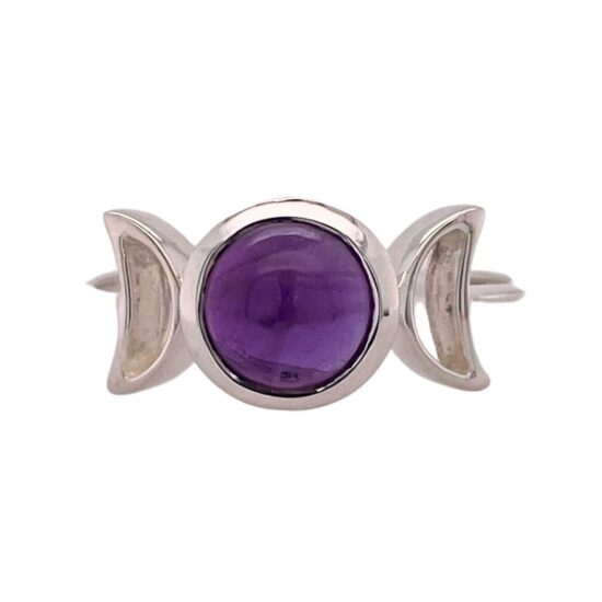 Amethyst Triple Goddess Moon Ring wholesale sterling silver gemstone jewelry