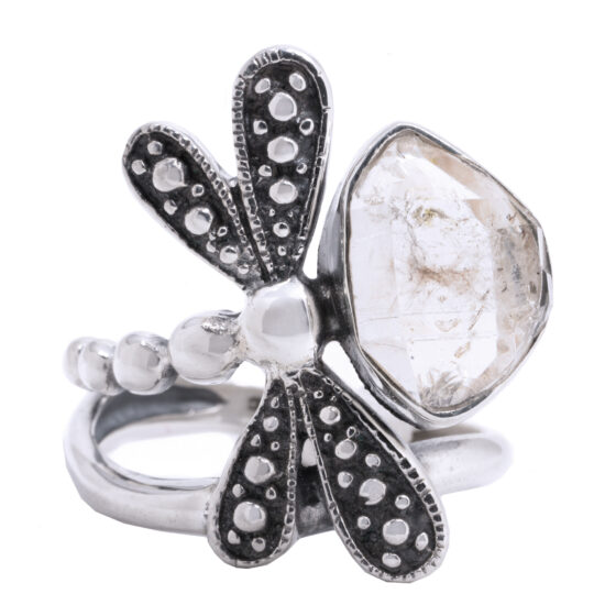Rough Herkimer Diamond Dragonfly Ring wholesale sterling silver gemstone jewelry