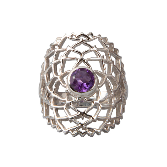 Amethyst Flower Of Life Mandala Ring wholesale sterling silver gemstone jewelry