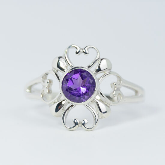 Amethyst Poetic Hearts Ring wholesale sterling silver natural gemstone jewelry