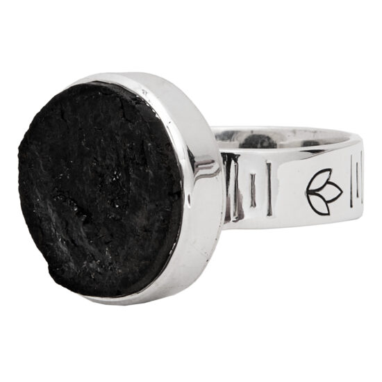 Black Tourmaline Lotus Spirit Ring wholesale sterling silver gemstone jewelry