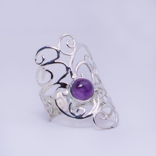 Amethyst Spiral Swirls Ring wholesale sterling silver gemstone jewelry