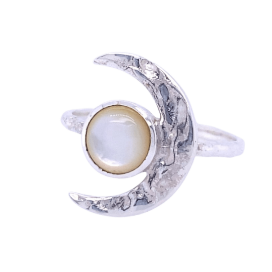 Mother of Pearl Crescent Moon Ring sterling silver wholesale jewelry supplies