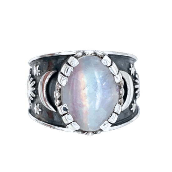 Moonstone Sun Moon Star Unisex Ring